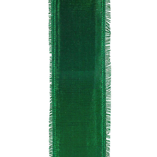 2.5in Opulent Trim Fringe Velvet Ribbon: Red/Green (10 Yards)