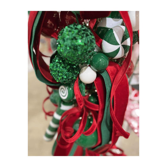 26" Green Sequin Triple Ball Spray