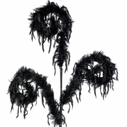 28" Furry Spiral Fuzzy Spray: Black