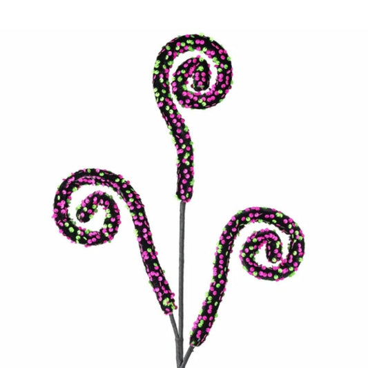28" Sequin Spiral Curly Spray: Pink & Green