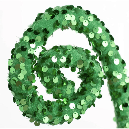 29" Glitter Scroll Curly Spray: Green