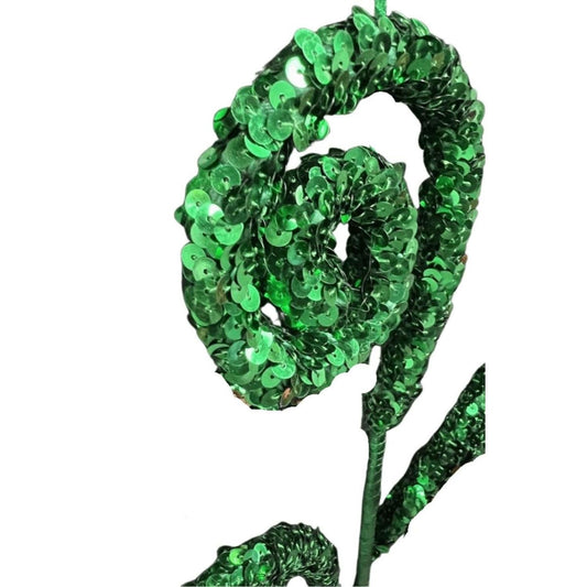 29" Sequin Curly Spray: Emerald Green