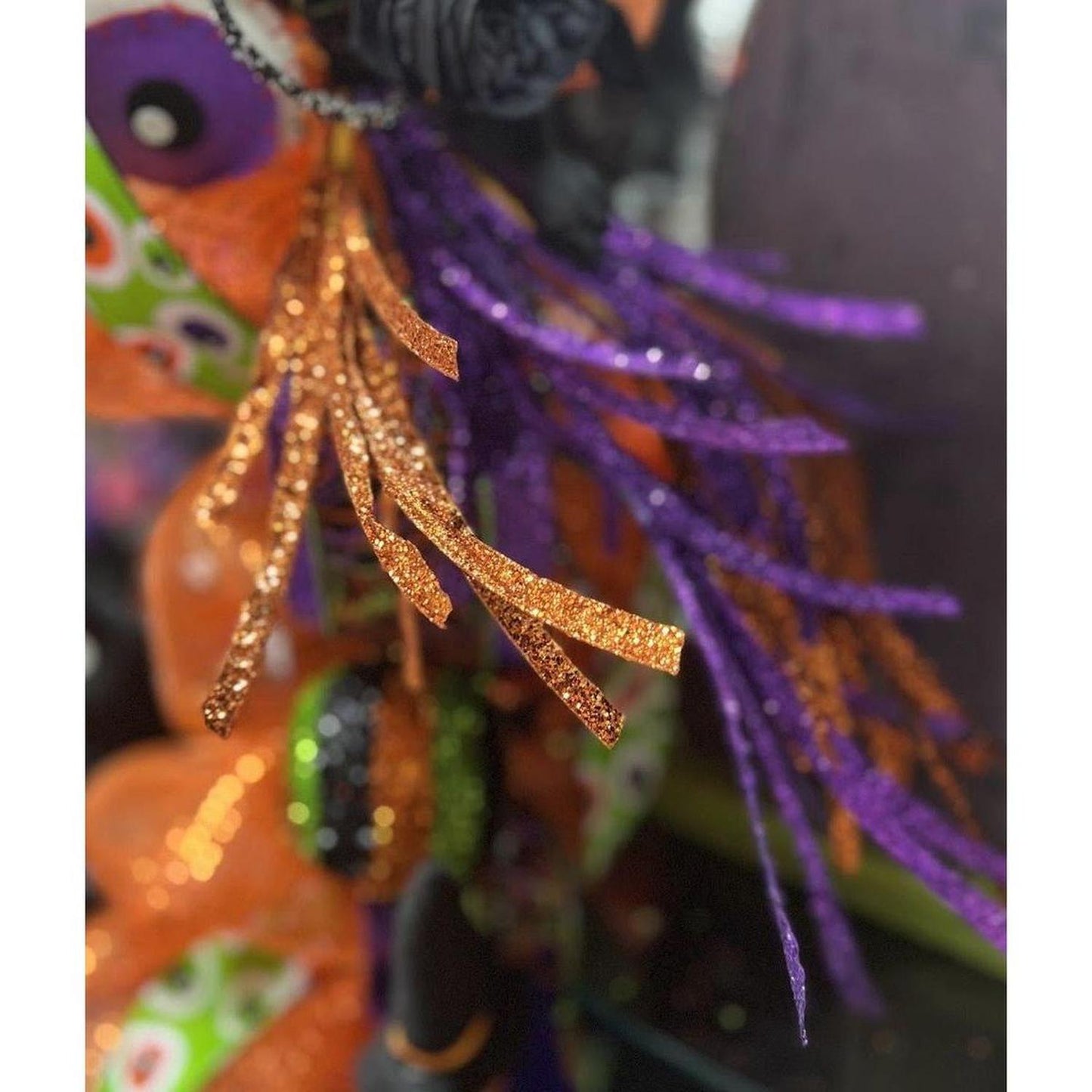 31" Glittered Paper Grass Spray: Purple
