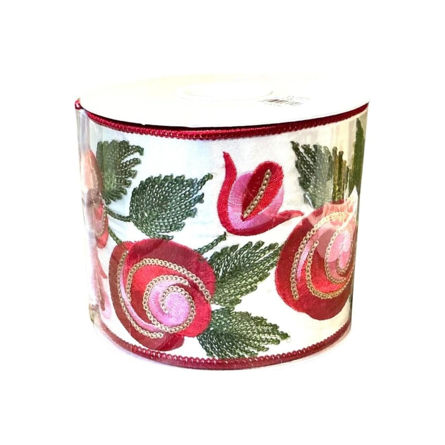 4" Embroidered Roses Ribbon (10 Yards)