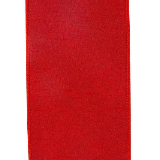 4 in Plaid Dupioni Classic Ribbon: Red (5 Yards)