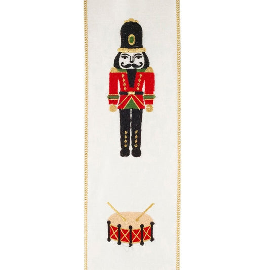 4" Nutcracker Drum Ribbon: White (5 Yards)