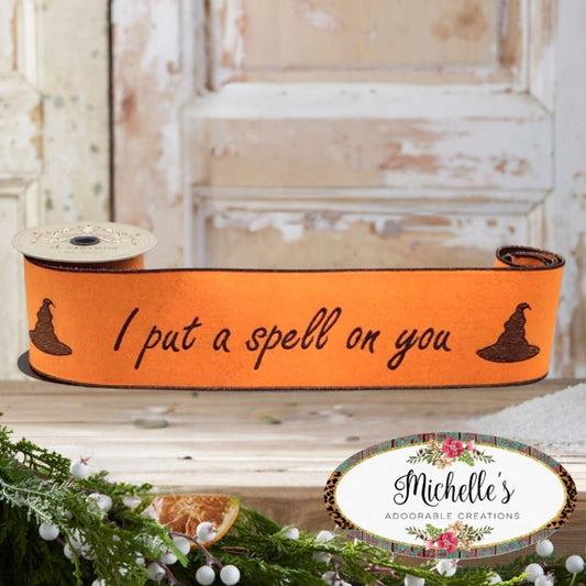 4" Put a Spell On You Felt Ribbon: Orange (5 Yards)