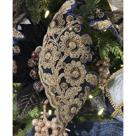 4" Velvet Medallion Ribbon: Navy Blue (10 Yards)