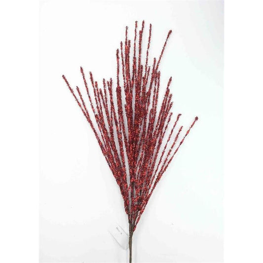 41" Tinsel Grass Spray: Red