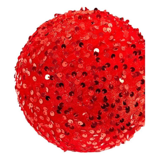 6" Sequin Ball Ornament: Red