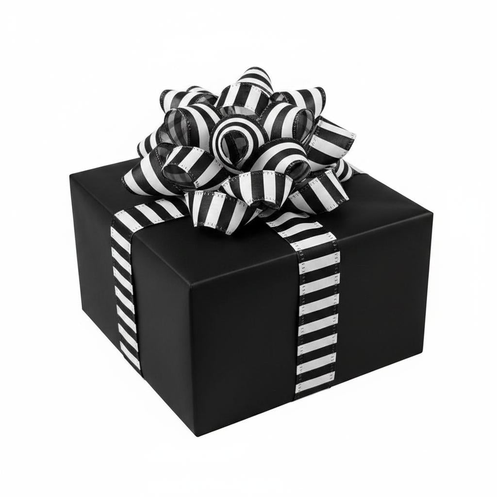7/8" Striped Ribbon: Black & White (10 Yards)