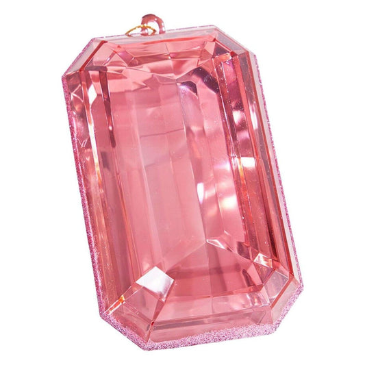8" Acrylic Rectangle Jewel Ornament: Light Pink
