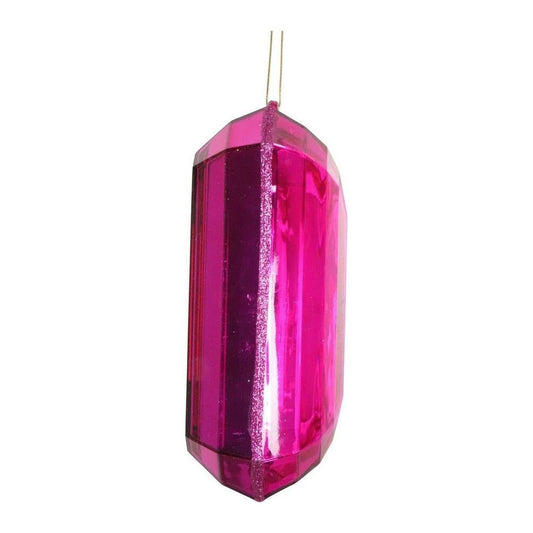 8" Acrylic Rectangle Jewel Ornament: Pink (Set of 2)