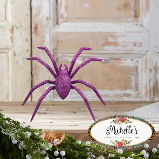 8" Purple Glitter Spider