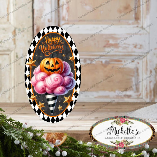 Happy Halloween Ice Cream Cone Oval Sign