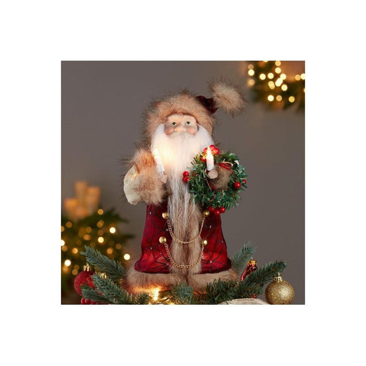 Kurt Adler 10" Burgundy and Brown Santa Treetop