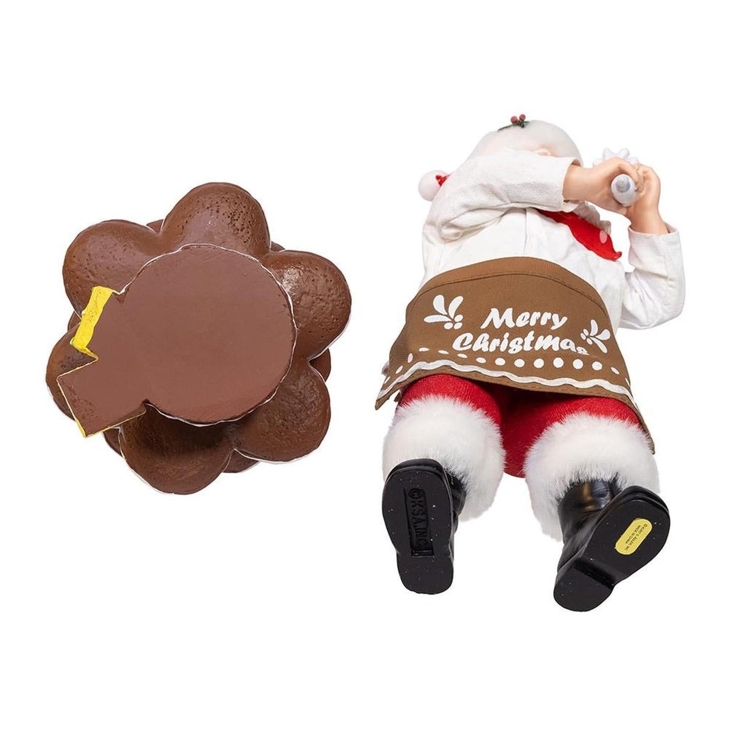 Kurt Adler 10.5-Inch Fabriché Santa Gingerbread Tree, 2-Piece Set