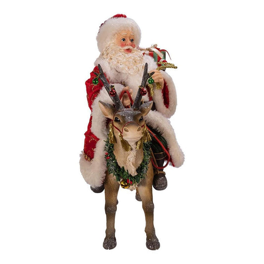 Kurt Adler 11.5-Inch Fabriché Santa on Reindeer
