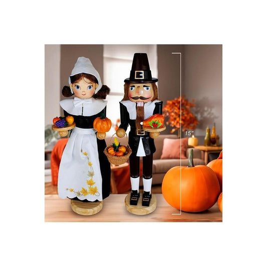 Kurt Adler 15" Pilgrim Nutcrackers 2-Piece Set