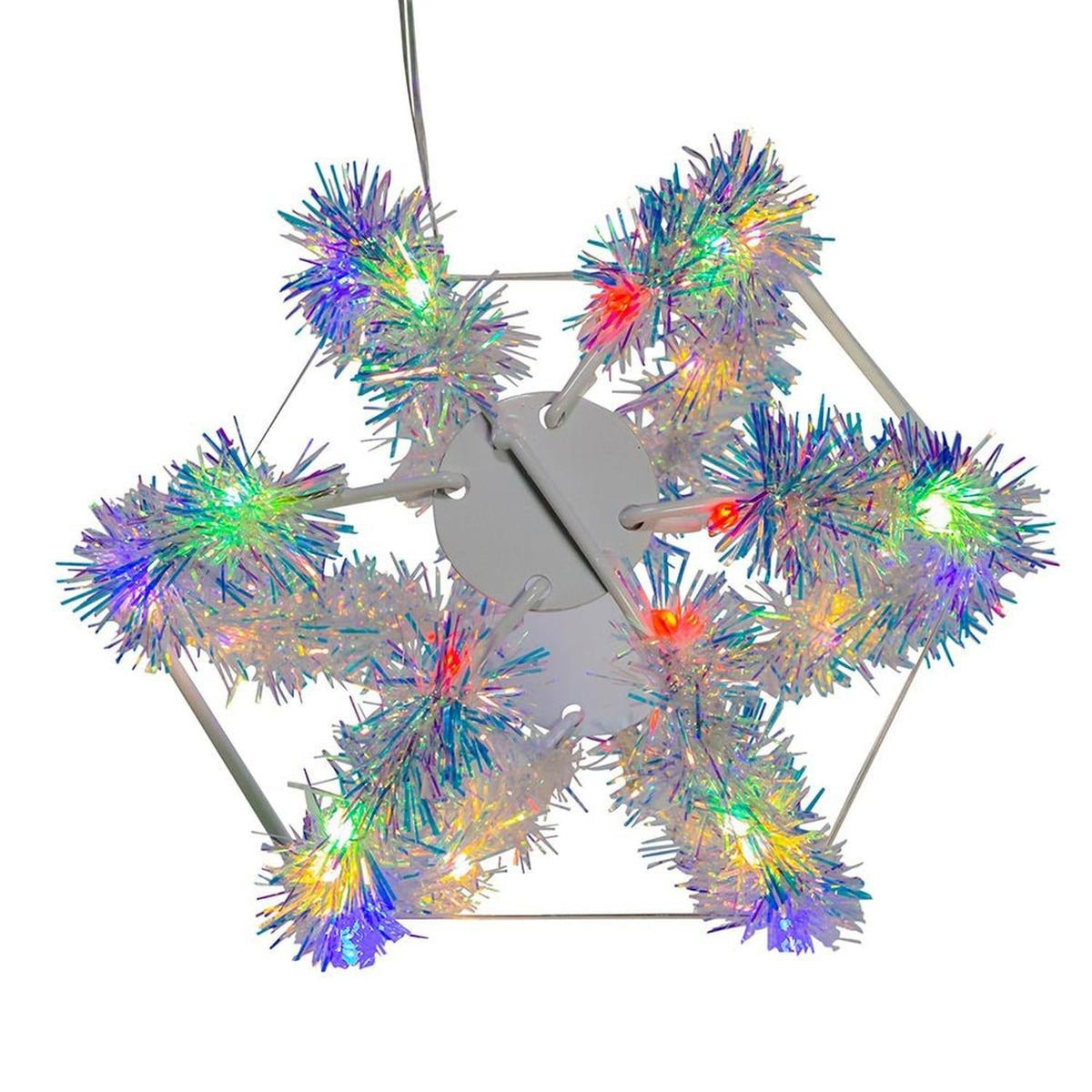Multi-Color LED Tinsel Foldable Sphere 6"