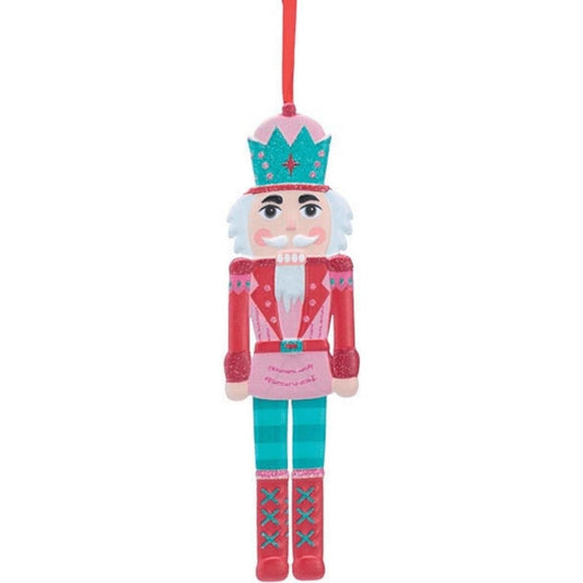 Pink and Red Tin Nutcracker Ornament