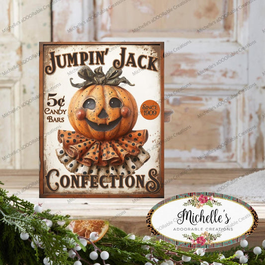 Vintage Halloween Jumpkin Jack Pumpkin Sign
