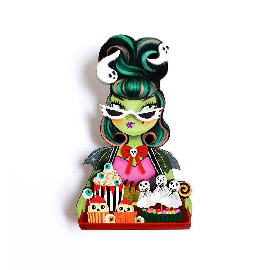 Candy Seller Brooch by Laliblue – Retro Kitschy Statement Brooch for Collectors