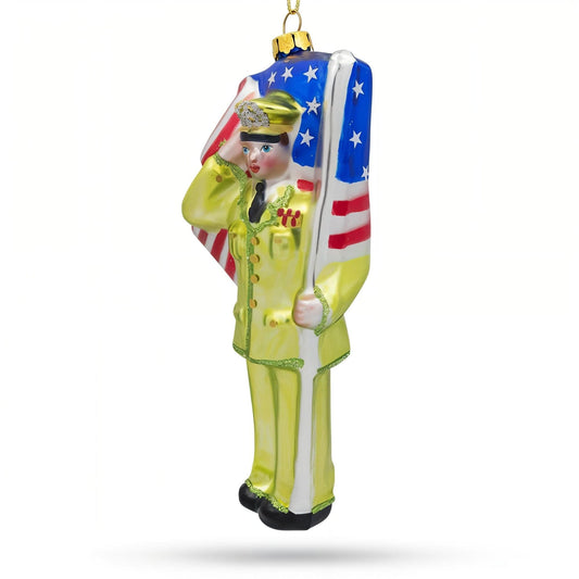 a soldier holding a flag