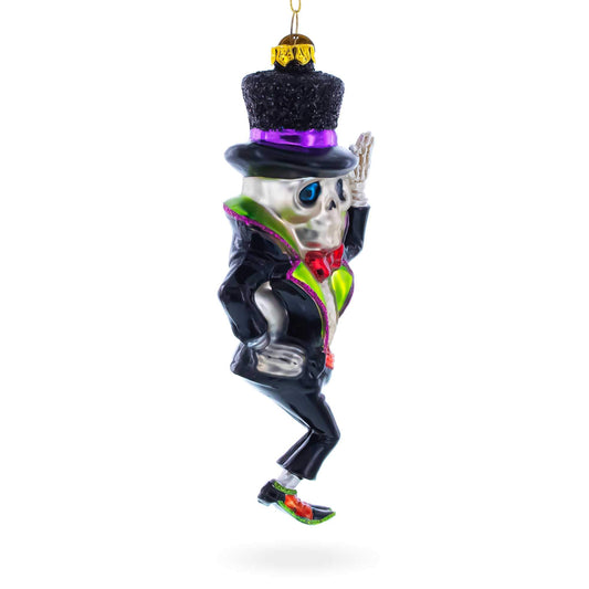 Spooky Skeleton Groom Glass Christmas Ornament