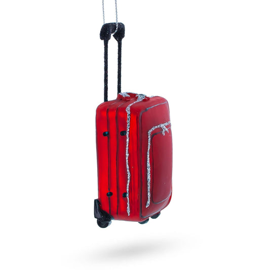 a red suitcase from a string