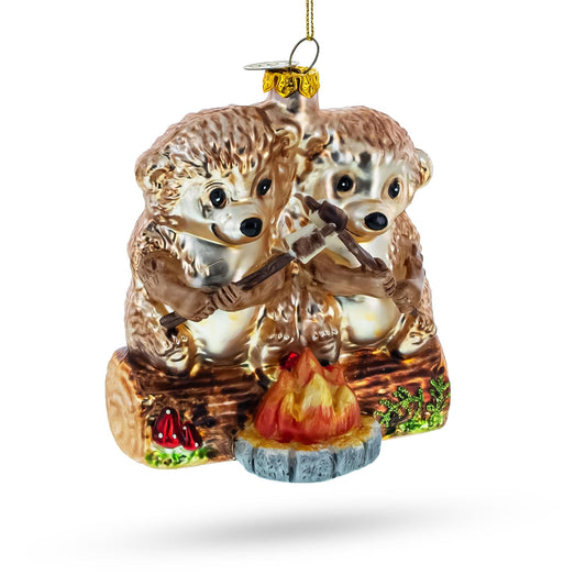 Wombats Roast Marshmallow Glass Christmas Ornament