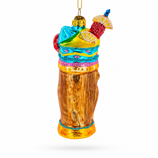 Tropical Tiki Cocktail Glass Christmas Ornament