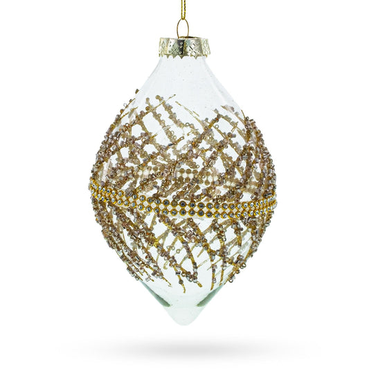 Golden Glitters on Clear Glass Radiant Glass Christmas Ornament
