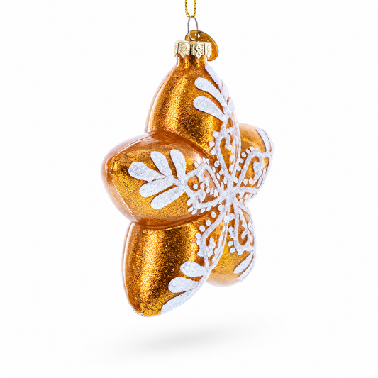 Golden Lace Star Glass Christmas Ornament