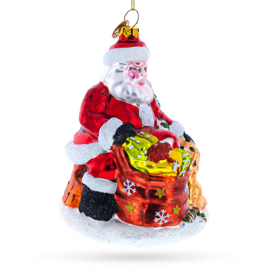 a santa claus ornament on a white background