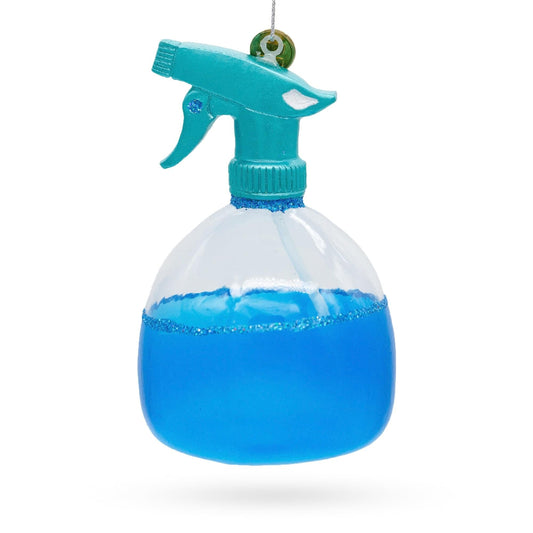 a blue spray bottle with a blue liquid
