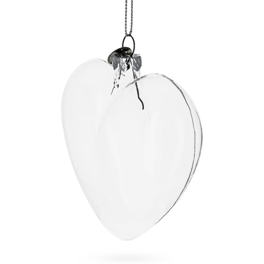 Heart Shape Clear Glass Christmas Ornament 4.1 Inches