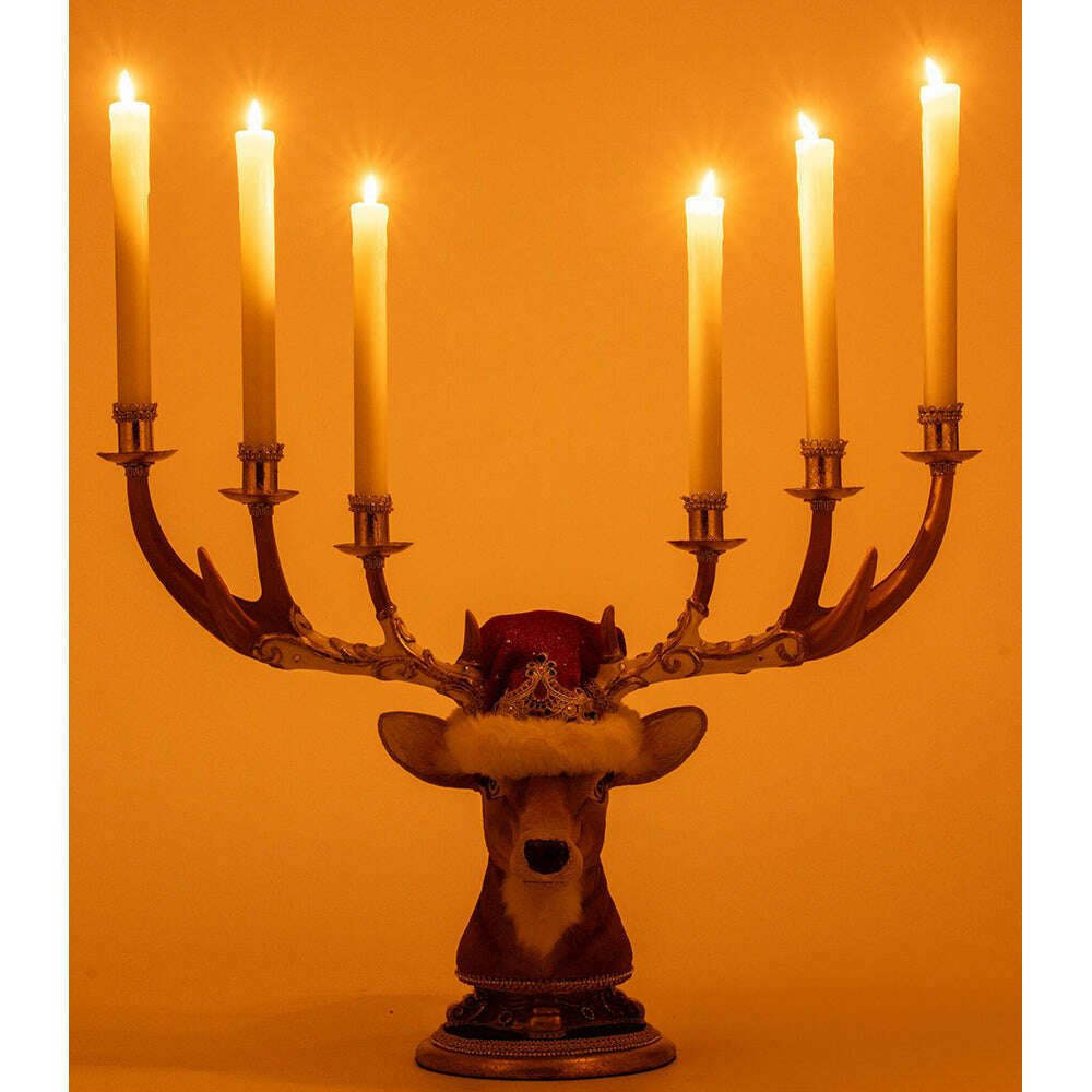 Christmas Ball Deer Head Candelabra by Katherine's Collection