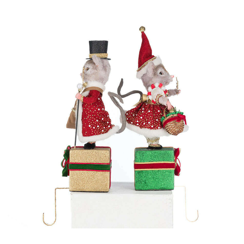 Christmas Ball Mouse Stocking Holder Assortment of 2 by Katherine's Collection