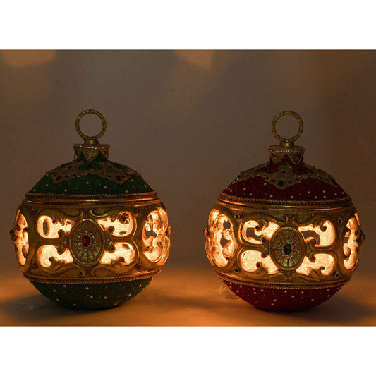 Christmas Ball Tabletop Ornament with Tea Light Assortment of 2 by Katherine's Collection
