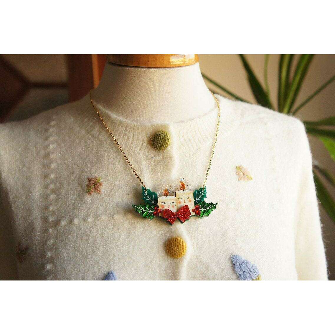 Christmas Candles Statement Necklace by Laliblue