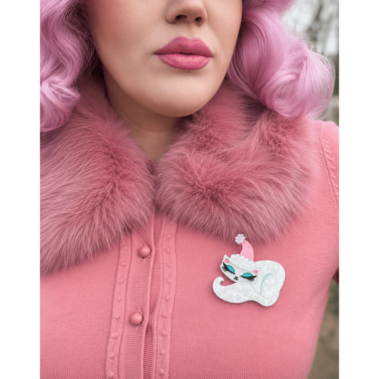 Christmas Cat Nap Brooch by Miss Fluff x Lipstick & Chrome