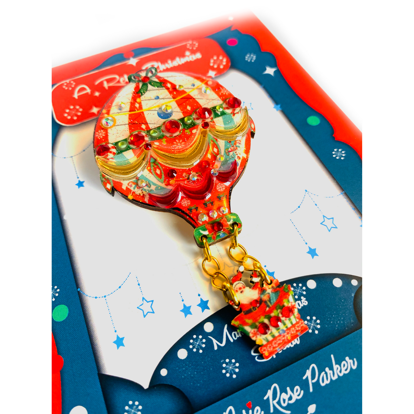 Christmas Hot Air Balloon Brooch by Rosie Rose Parker