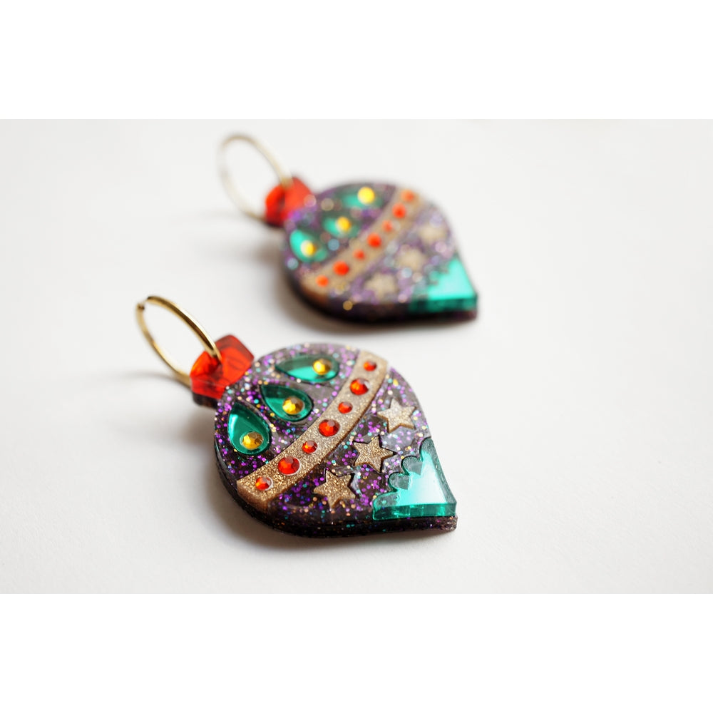 Christmas Ornament with Stars Earrings by Laliblue – Retro Statement Jewelry Laliblue