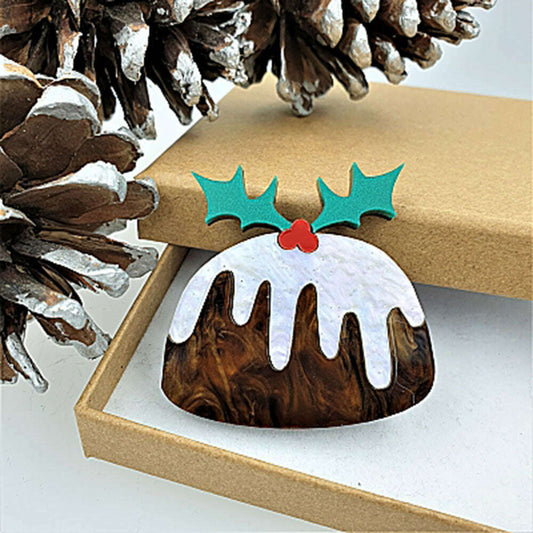 Christmas Pudding Brooch by Cherryloco
