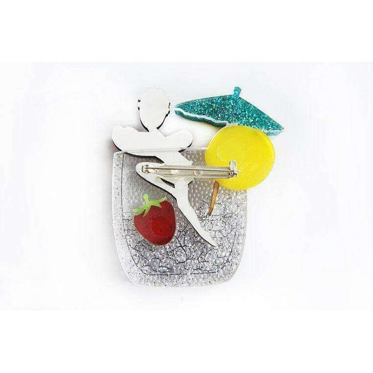 Cocktail Pin Up Girl Brooch by Laliblue
