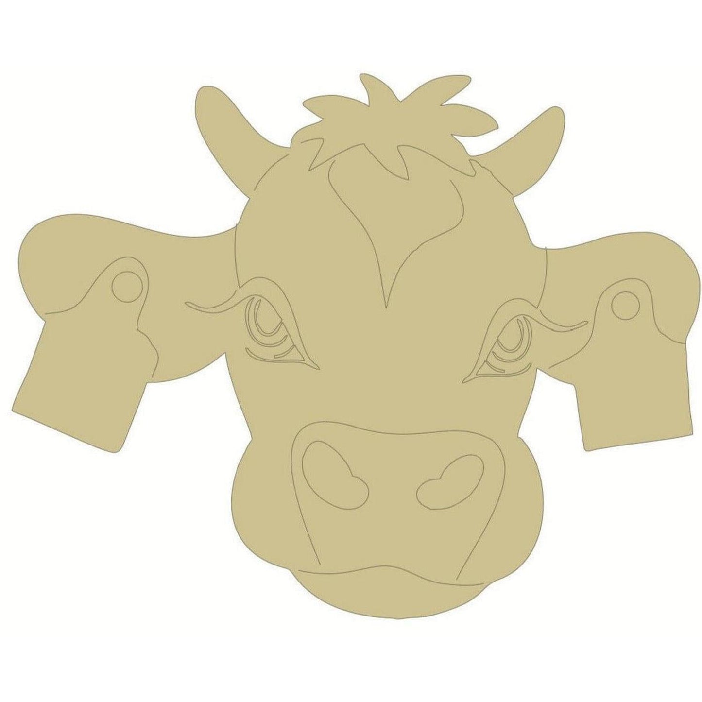 Cow Head Unfinished Wood Cut Out