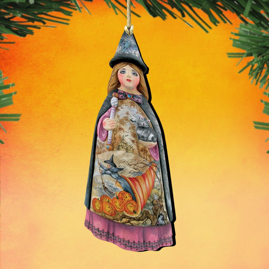 Halloween Witch Wooden Ornaments by G. DeBrekht - Thanksgiving Halloween Decor - 8114170