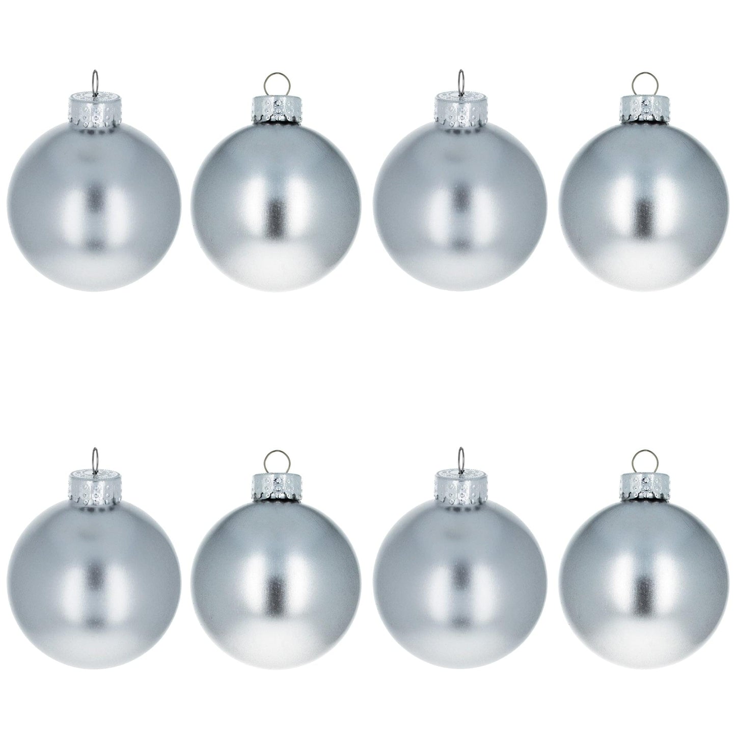Set of 8 Shiny Silver Glass Christmas Ball Ornament DIY Craft 2.6 Inches