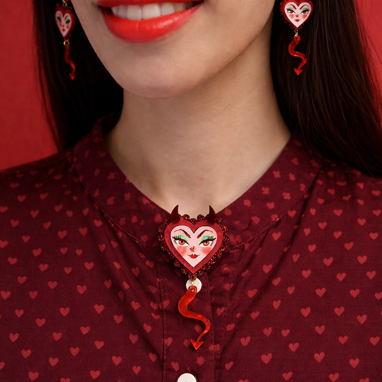 Devilish Heart Button Cover by Laliblue – Retro Statement Jewelry Laliblue